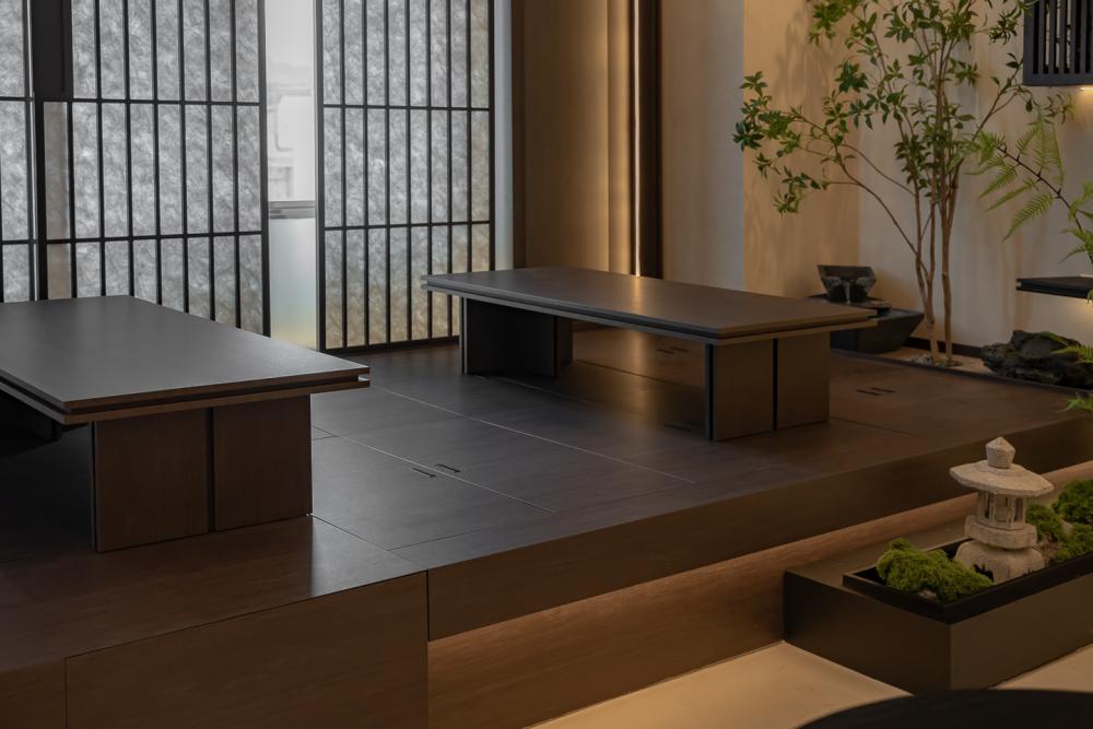 Asian Studio with Feature Wall and Window Shutters
