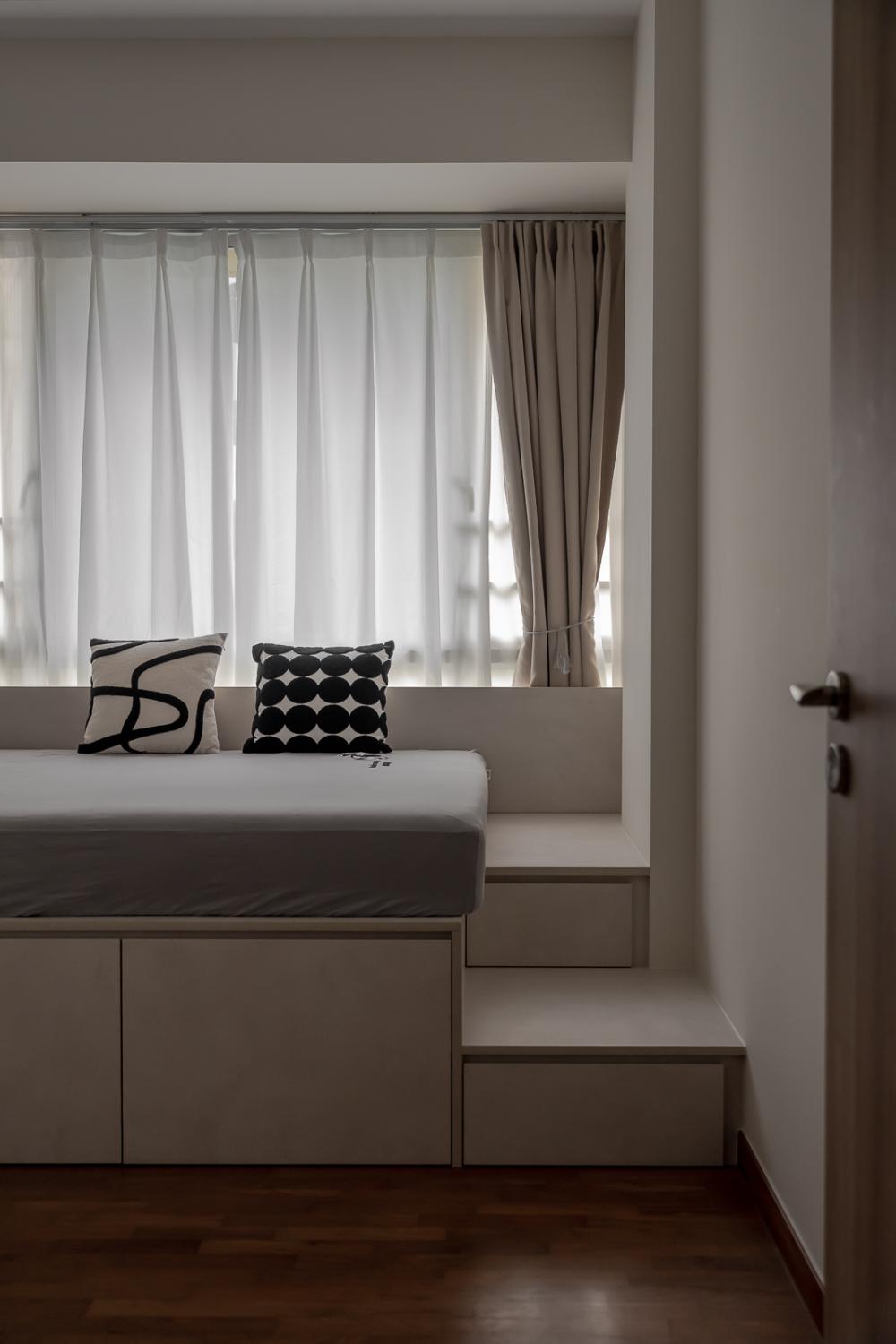 Contemporary Bedroom with Platform Bed and Storage Cabinets