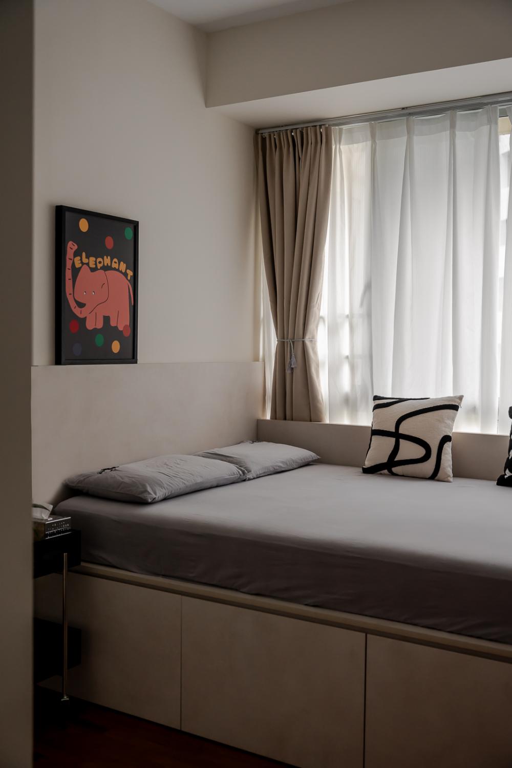 Contemporary Bedroom with Platform Bed and Storage Cabinets