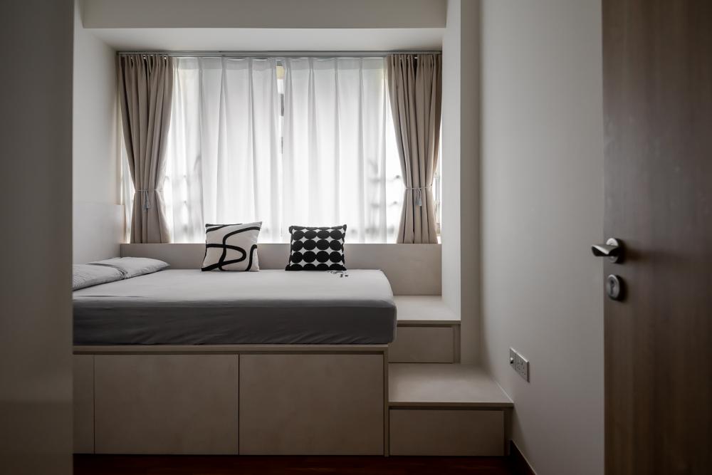 Contemporary Bedroom with Platform Bed and Small Storage