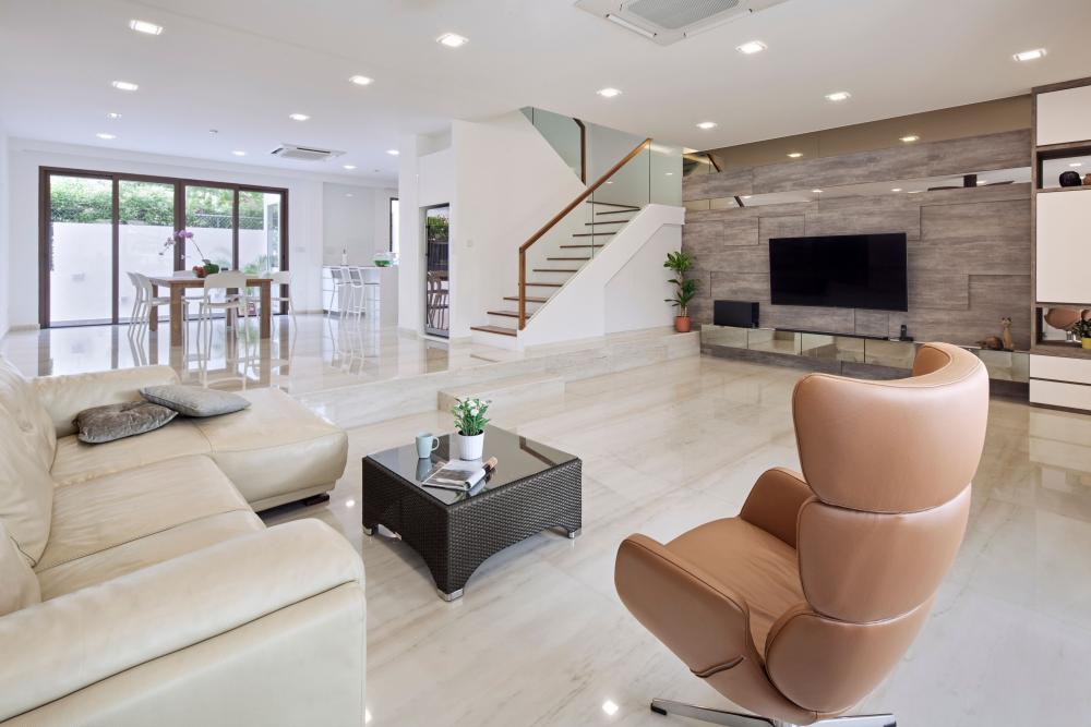 Modern Living Room with TV Console and Feature Wall
