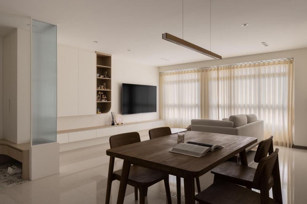 Minimalist Living Room with Ceiling Light and Sofa