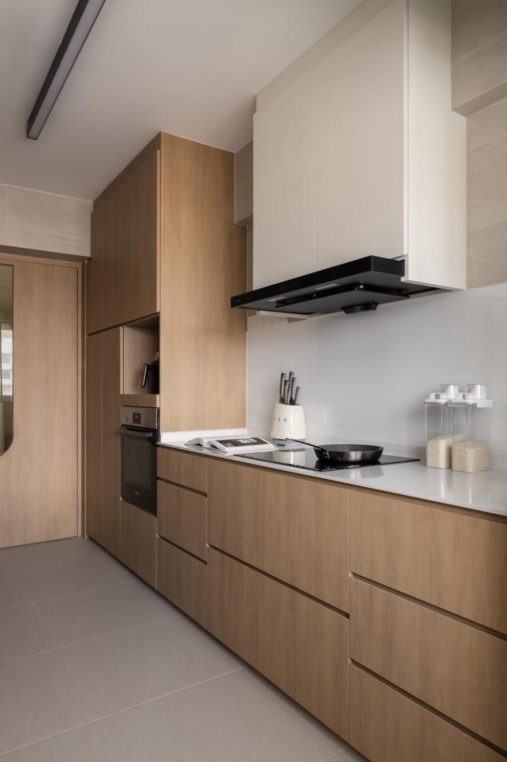 Minimalist Kitchen with Countertop and Cupboard