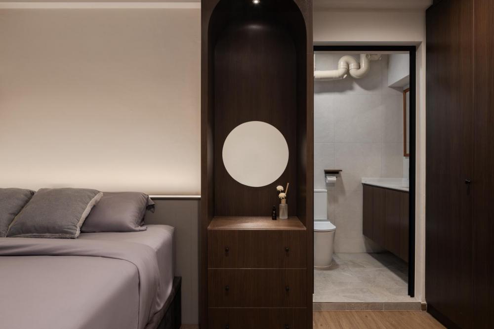 Transitional Bedroom with Wood Flooring and Flooring