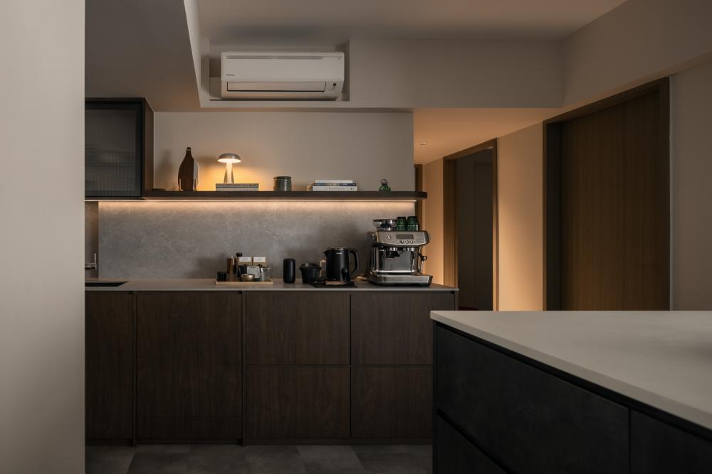 Minimalist Kitchen with Countertop and Cupboard