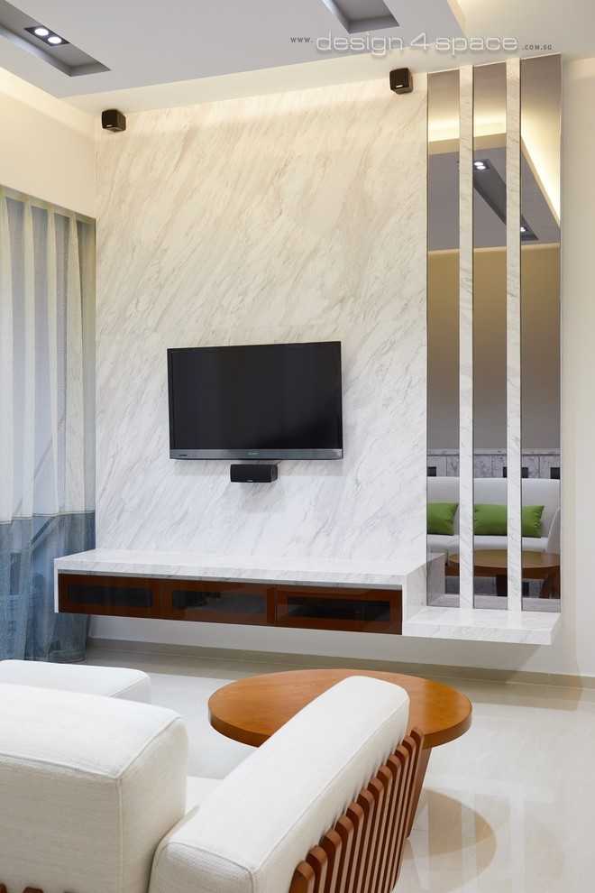 Modern Living Room with TV Console and Feature Wall