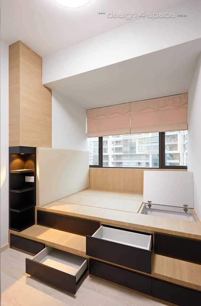 Modern Bedroom with Bay Window and Wardrobe