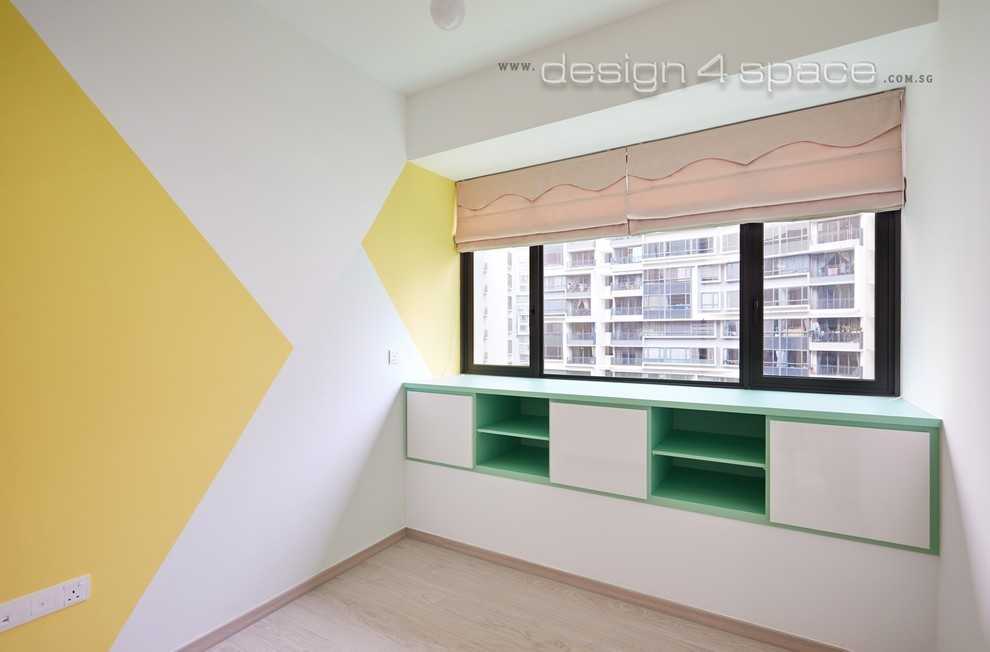 Modern Bedroom with Drop Light and Bay Window