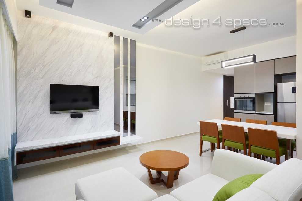 Modern Living Room with TV Console and Ceiling Light