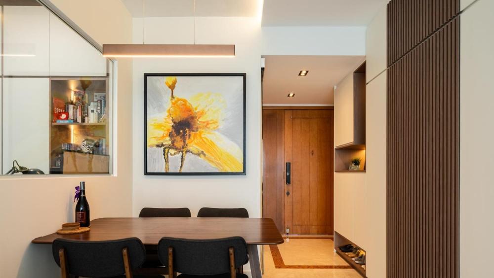 Modern Dining Room with Cove Lighting and Downlights