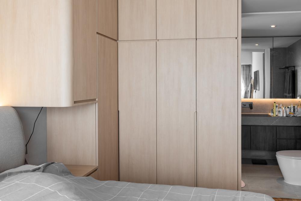 Scandinavian Bedroom with Parquet Floor and Wardrobe