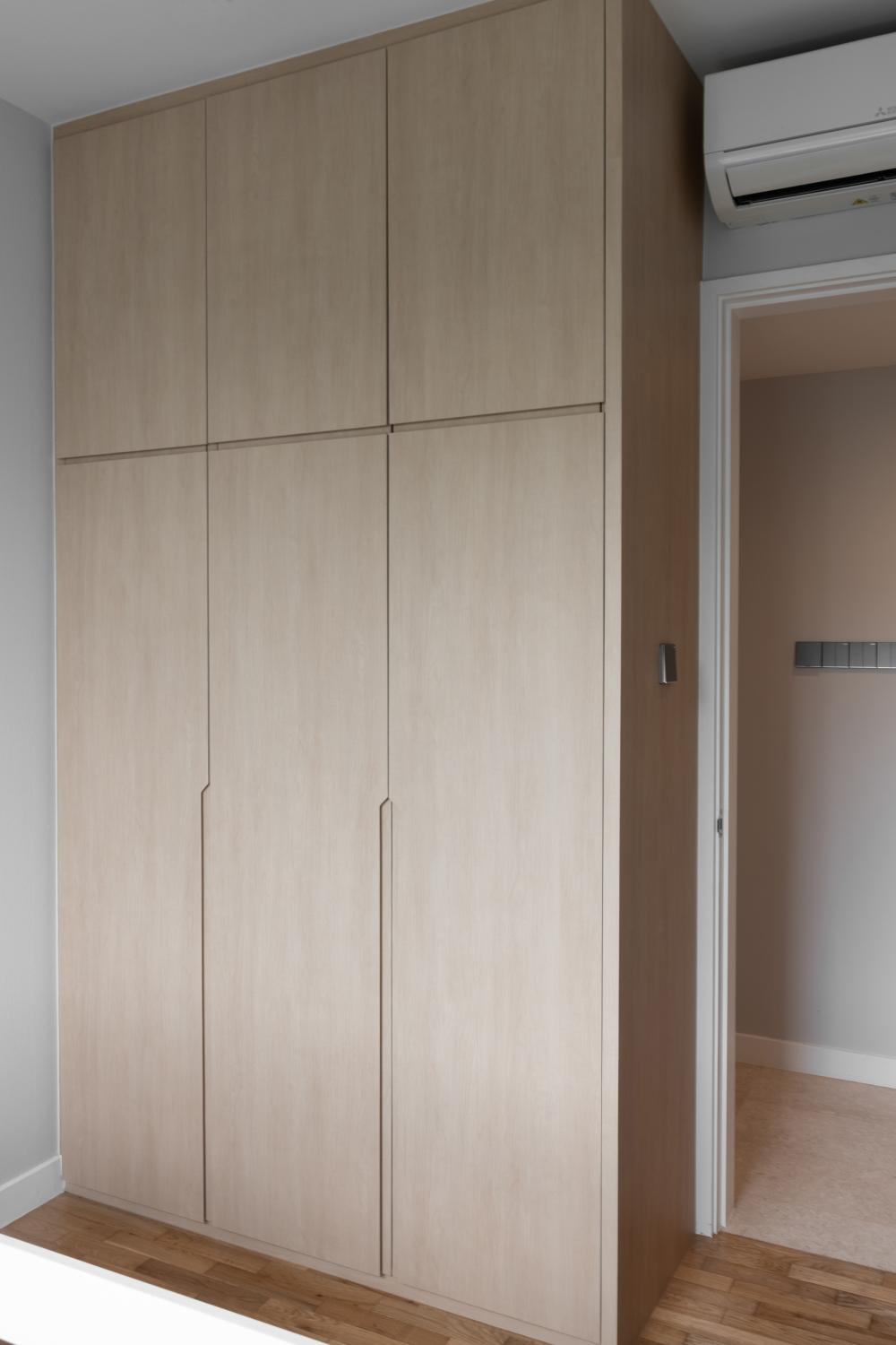 Scandinavian Bedroom with Parquet Floor and Wardrobe