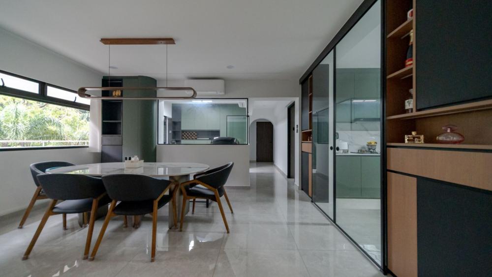 Modern Dining Room with Cove Lighting and Downlights