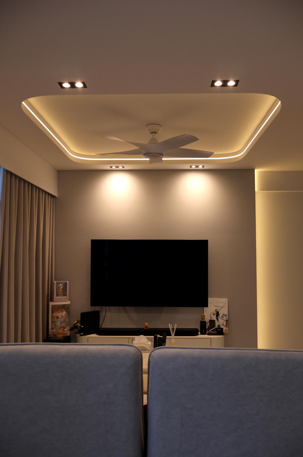 Minimalist Living Room with TV Console and Feature Wall