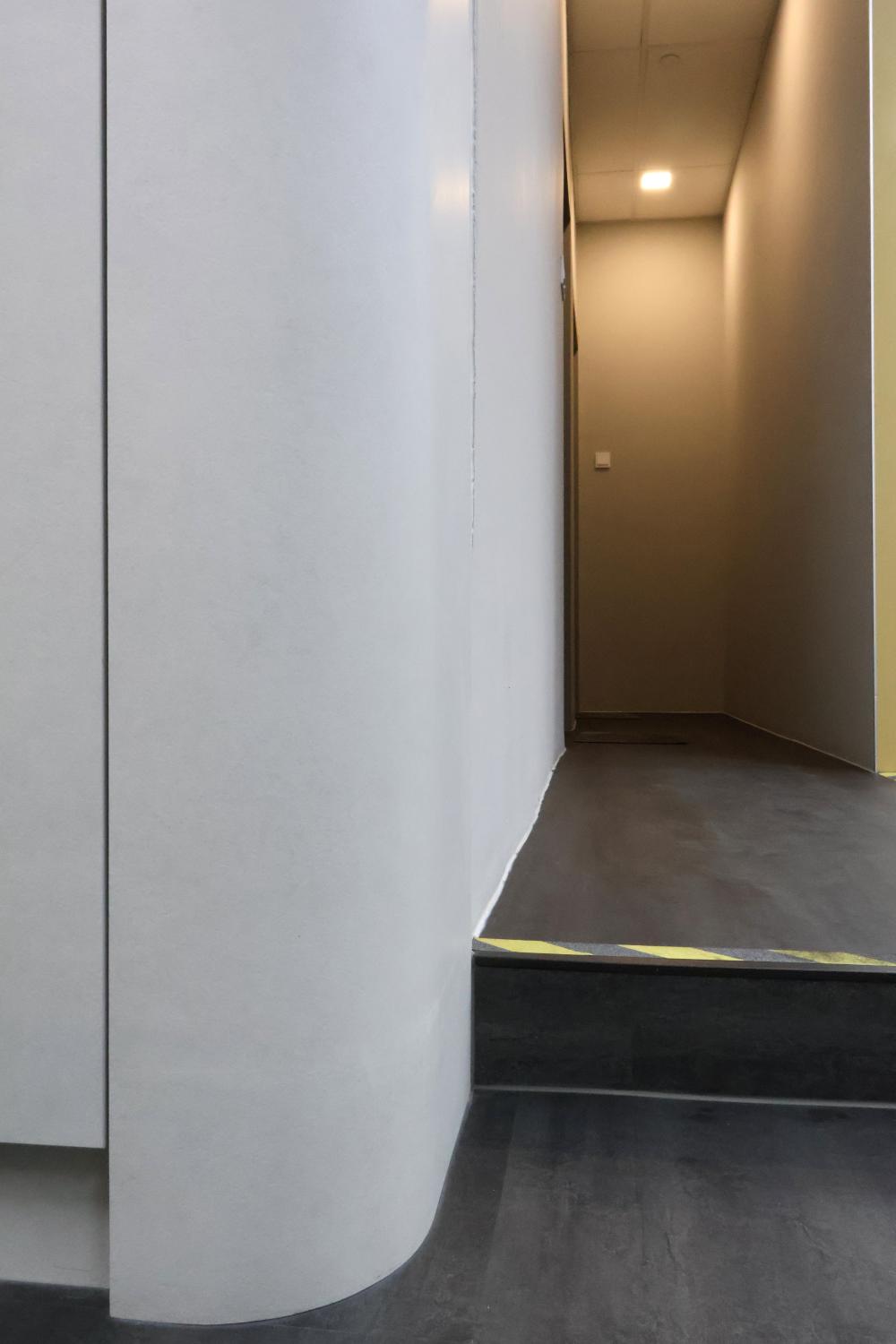 Minimalist Hallway with Vinyl Flooring and Downlights