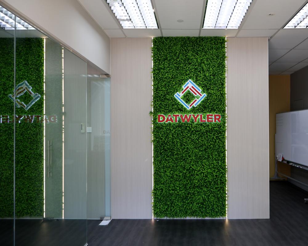 Minimalist Office with Vinyl Flooring and Feature Wall