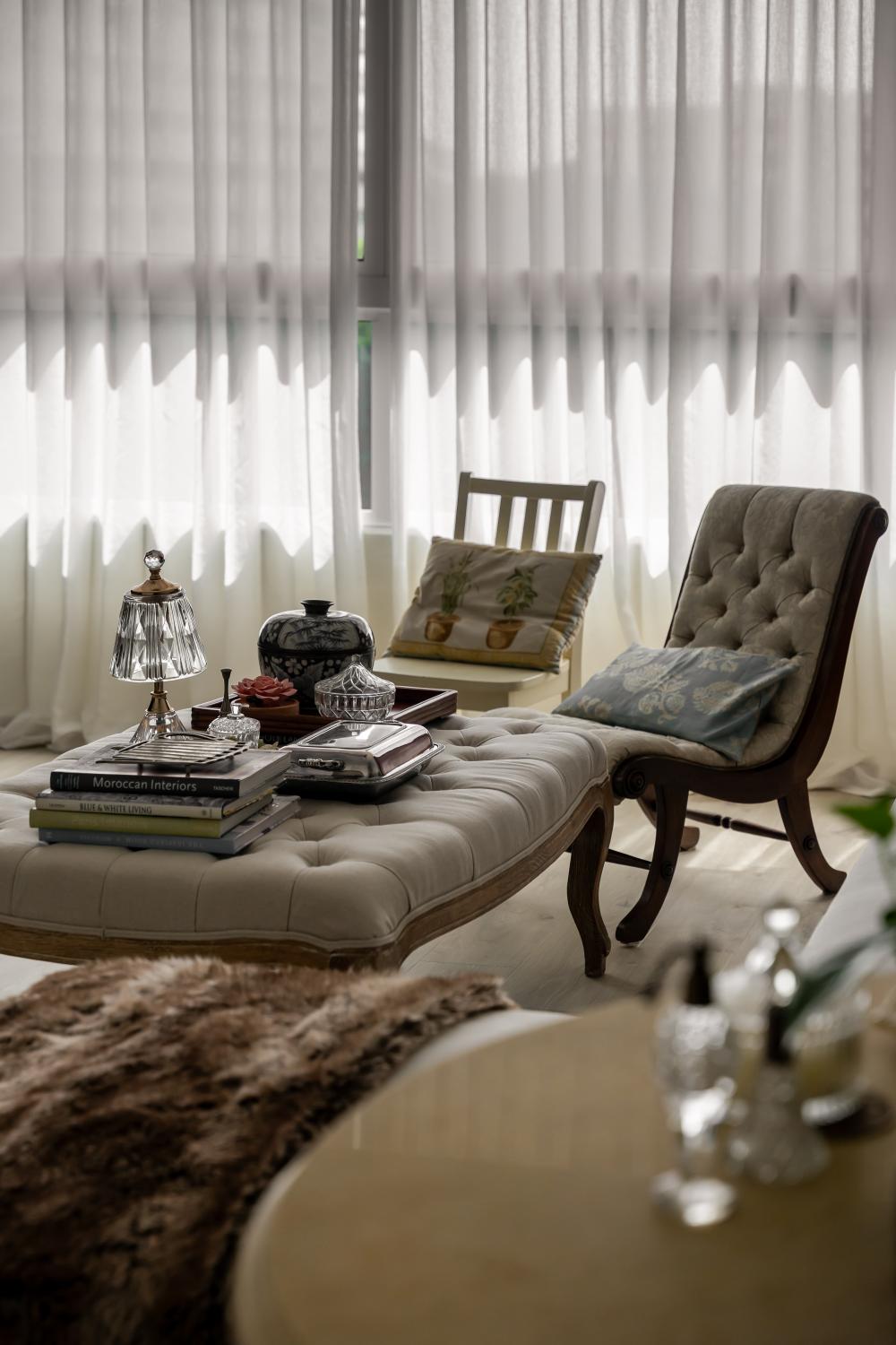 Vintage Living Room with TV Console and Sofa