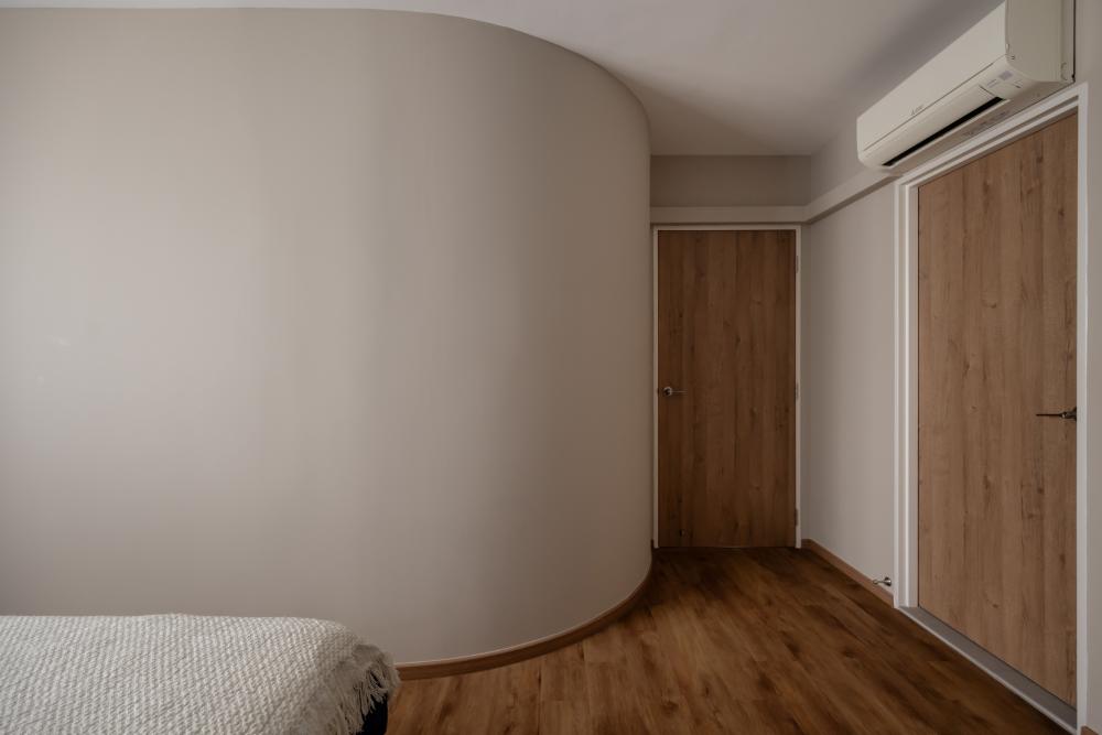 Scandinavian Bedroom with Vinyl Flooring and Flooring