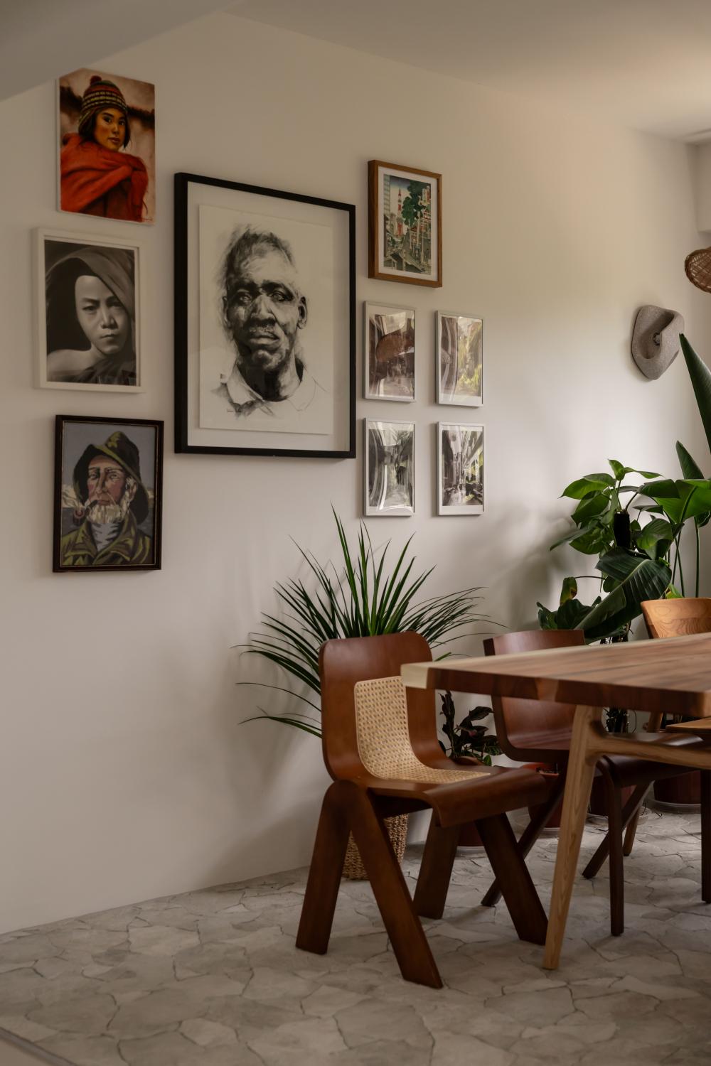 Scandinavian Dining Room with Artwork and Dining Table
