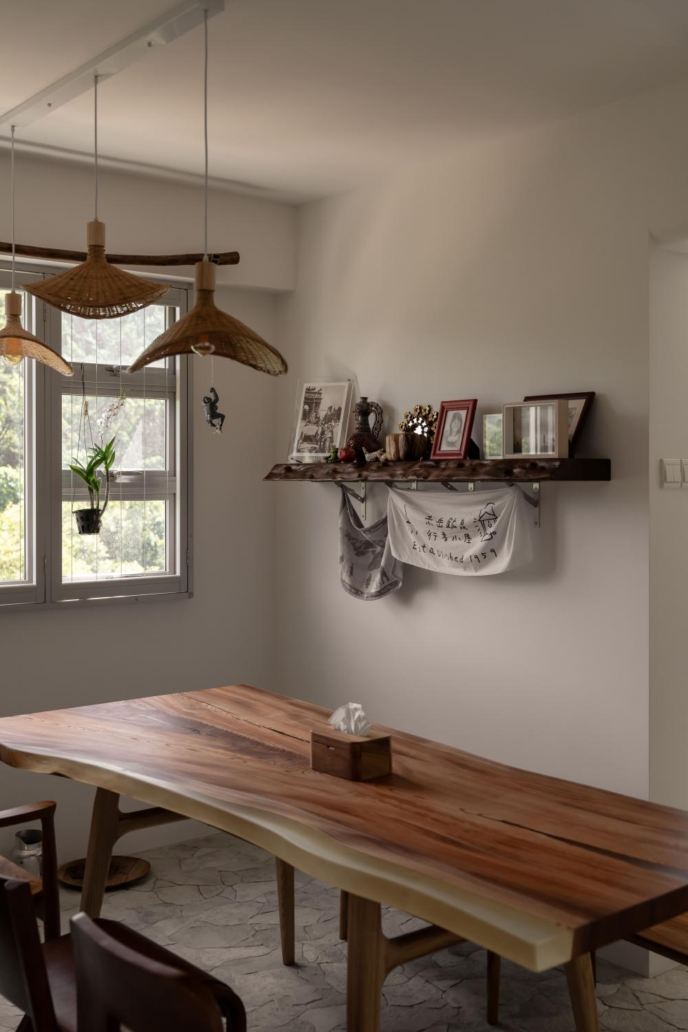 Scandinavian Dining Room with Dining Table and Seating Bench