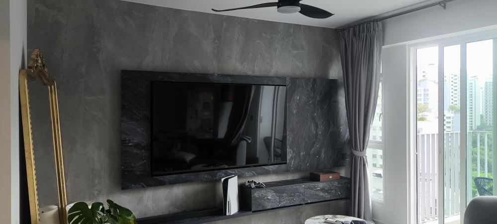 Modern Living Room with TV Console and Feature Wall