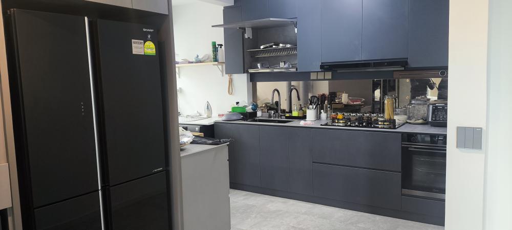 Modern Kitchen with Vinyl Flooring and Open Kitchen