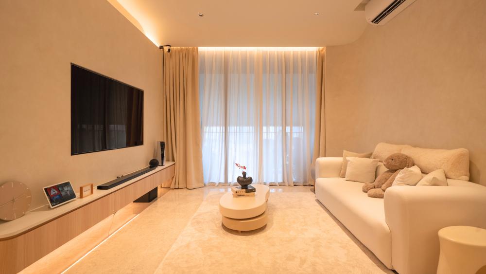 Minimalist Living Room with TV Console and Sofa