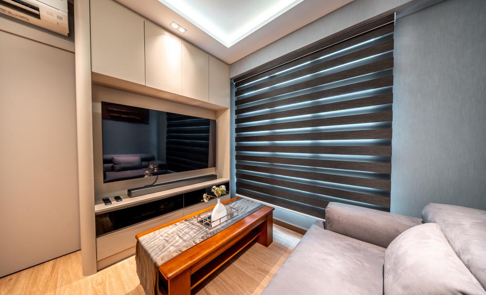 Modern Living Room with Vinyl Flooring and TV Console