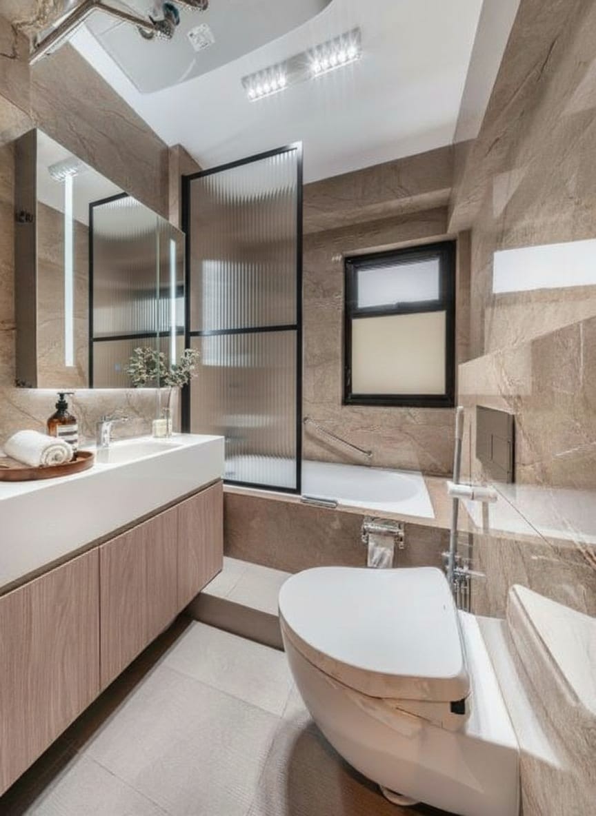 Modern Bathroom with Bathtub and Bathroom Storage