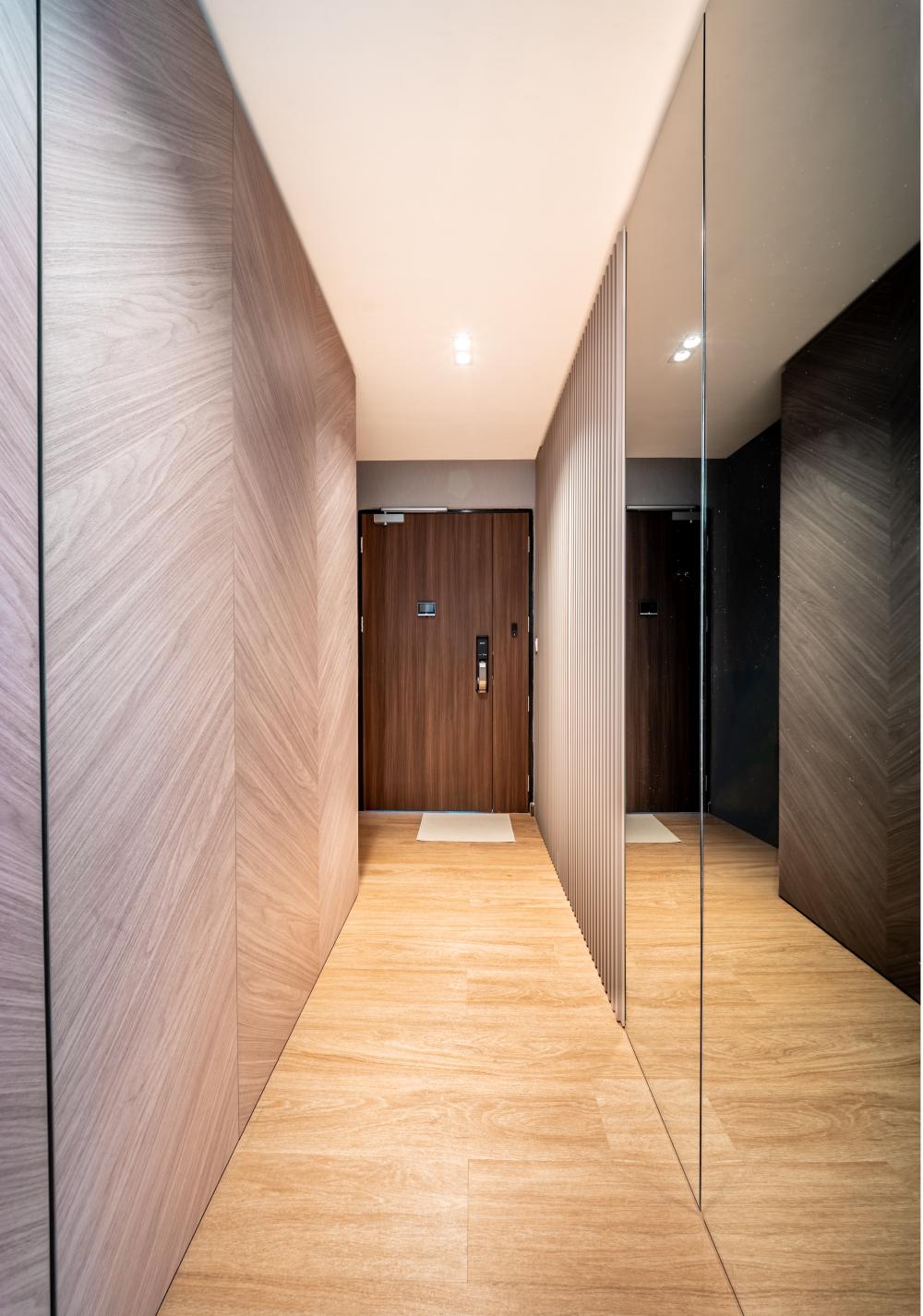 Modern Foyer with Artwork and Planters