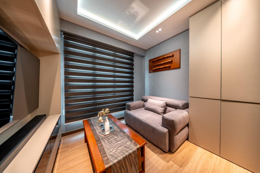 Modern Living Room with Vinyl Flooring and TV Console