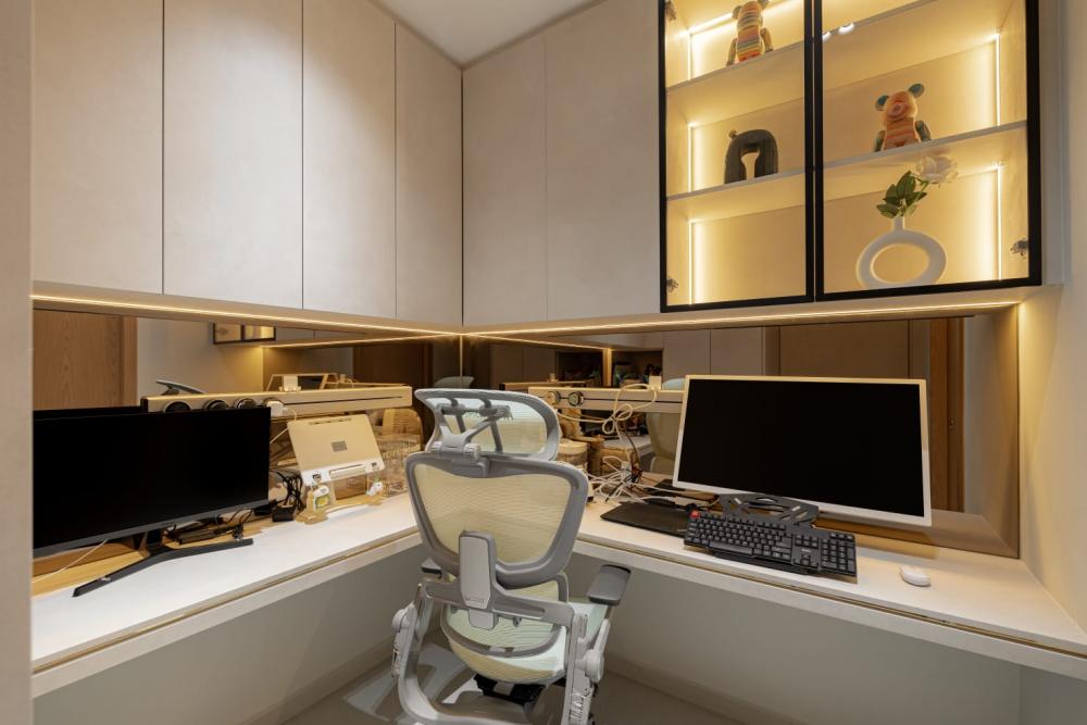 Modern Study with Downlights and Desk Chairs