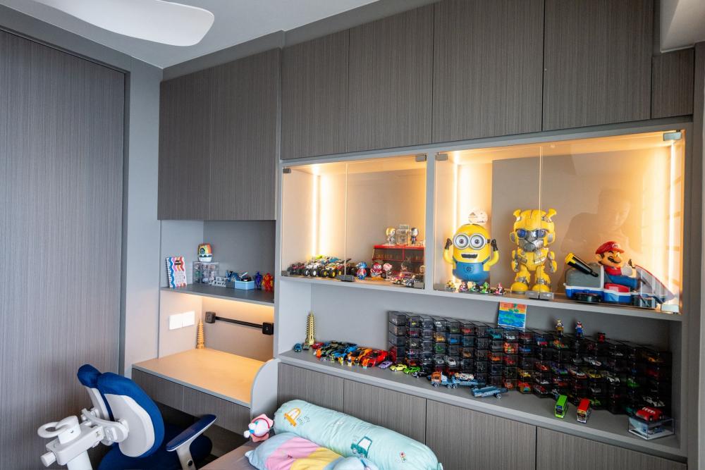 Asian Bedroom with Platform Bed and Wardrobe