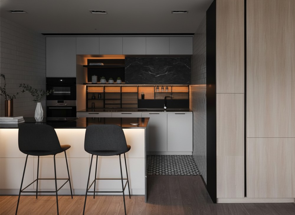 Modern Kitchen with Kitchen Island and Open Kitchen