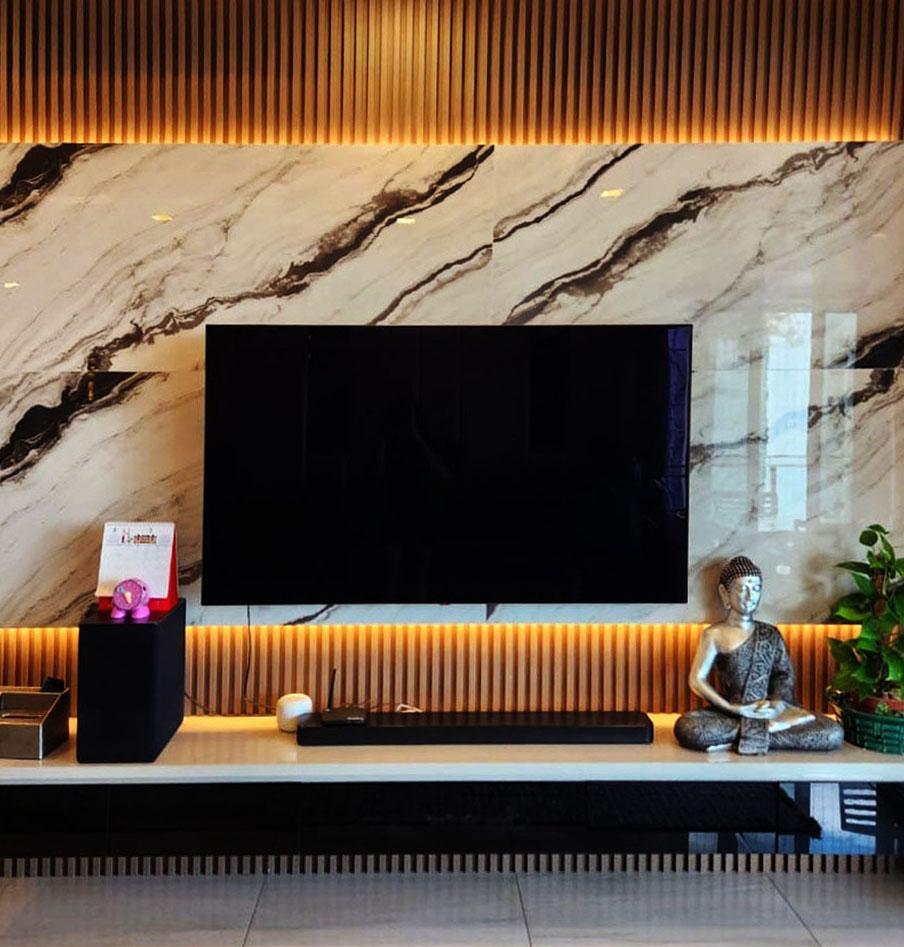 Modern Living Room with TV Console and Feature Wall