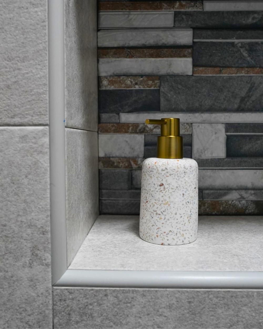 Industrial Bathroom with Countertop and Vinyl Flooring