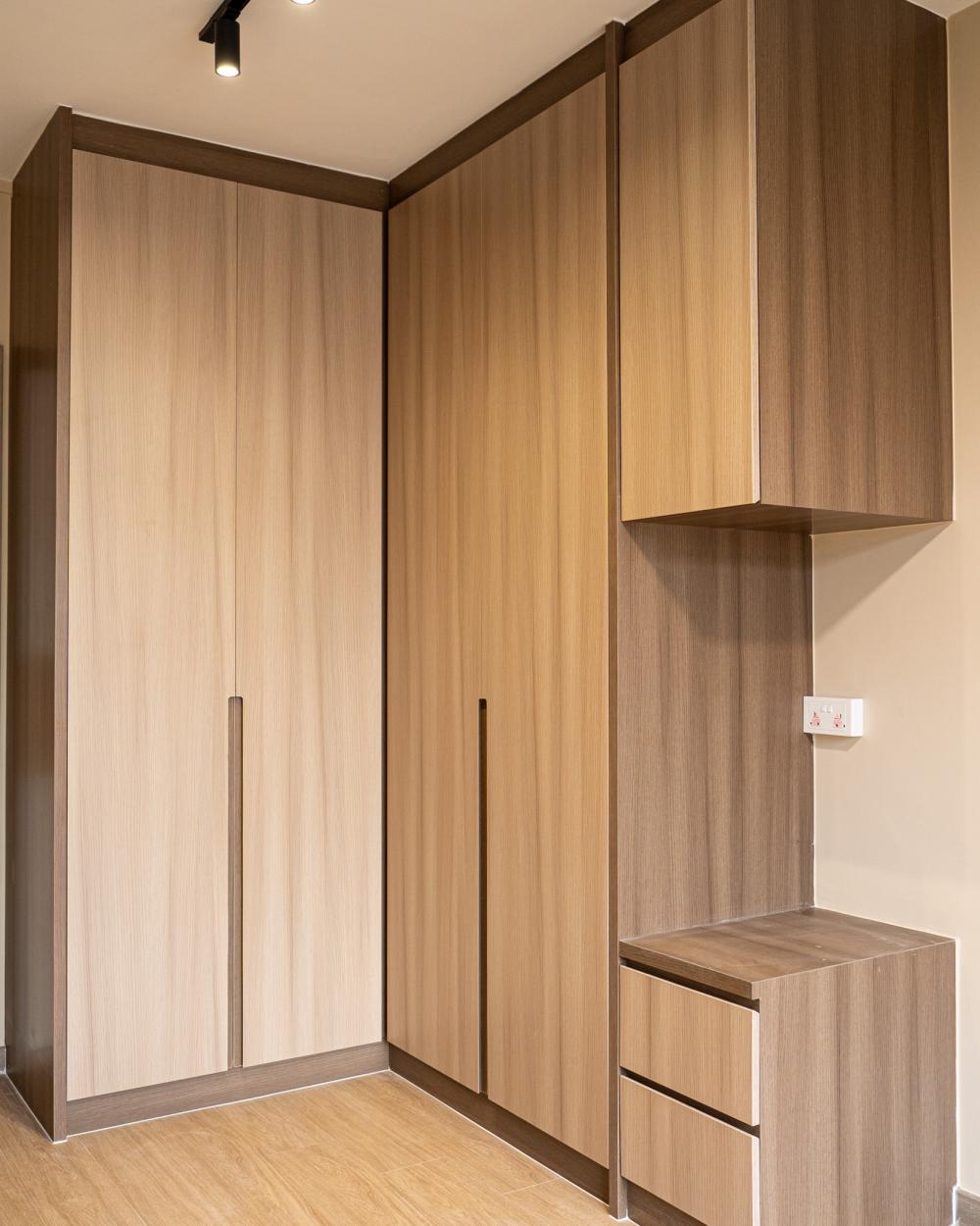 Scandinavian Bedroom with Bookshelf and Platform Bed