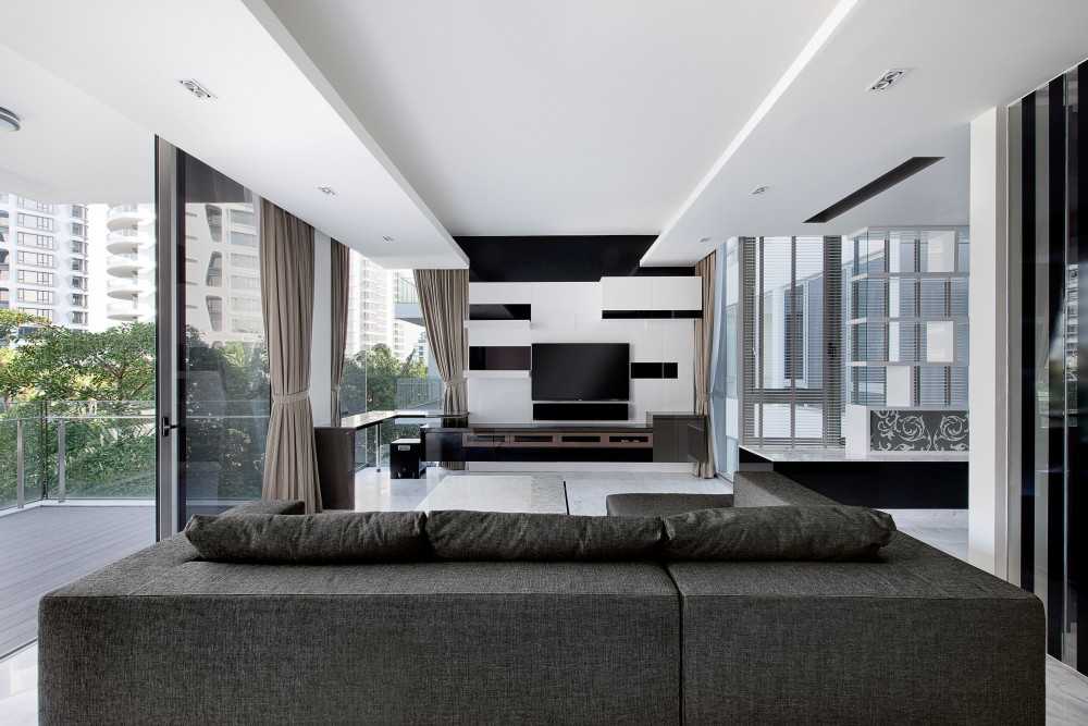 Modern Living Room with TV Console and Sofa