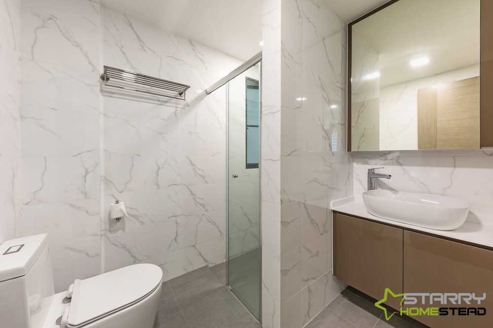 Scandinavian Bathroom with Mirror and Vanity Counter