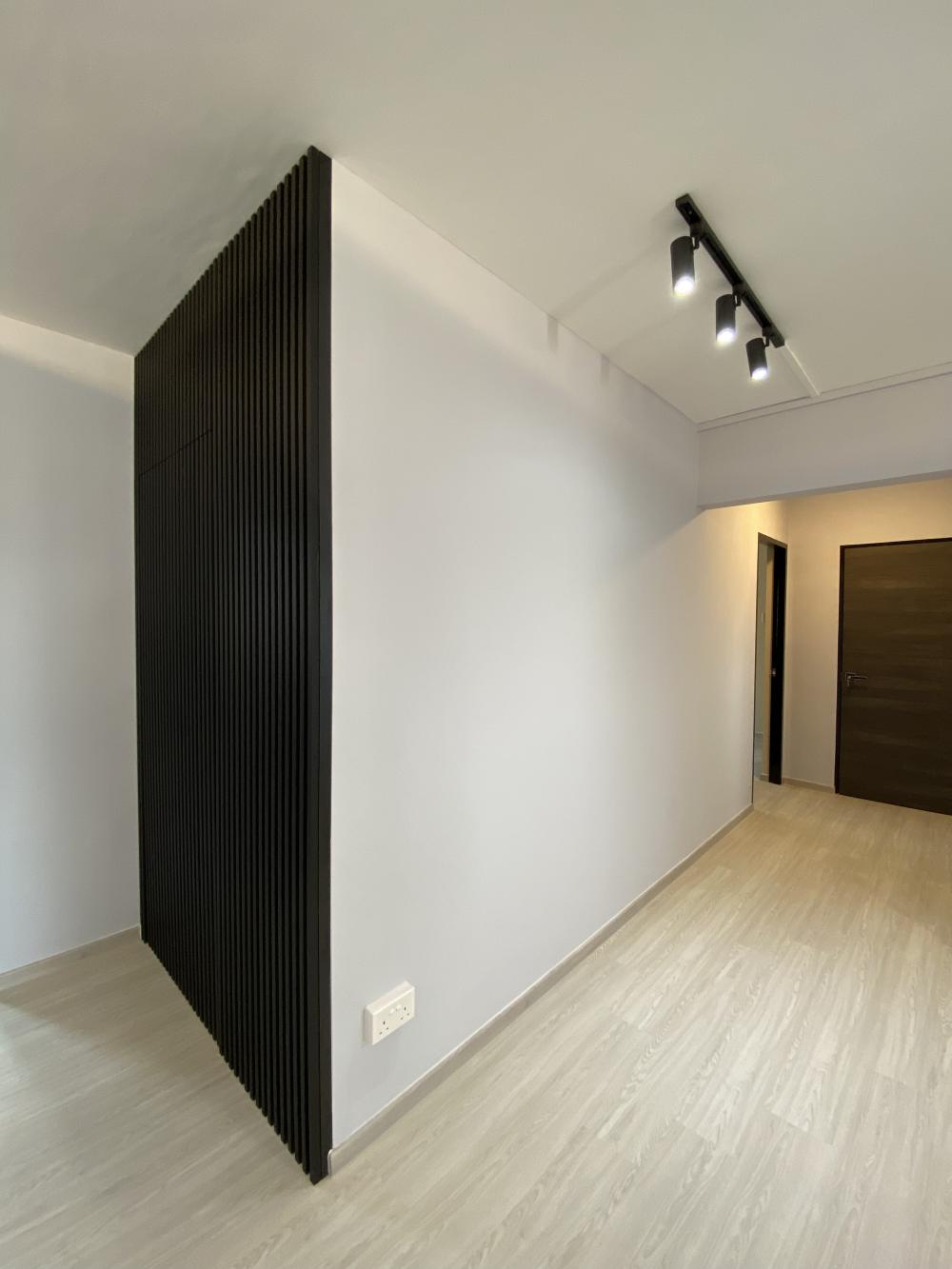Contemporary Living Room with Bookshelf and Settee