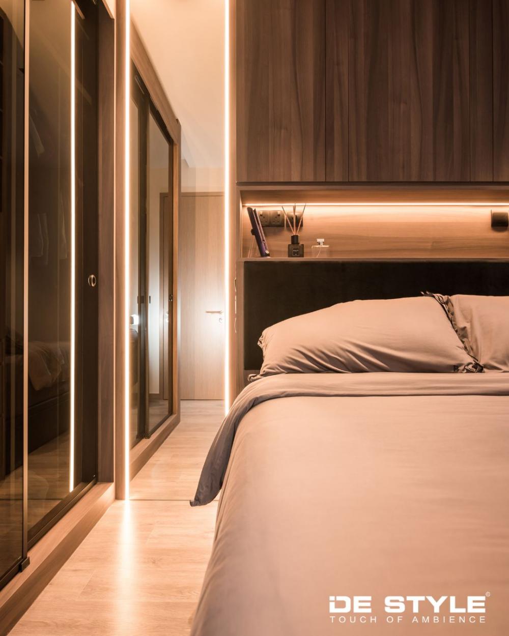 Scandinavian Bedroom with Mirror and Built-in Bed