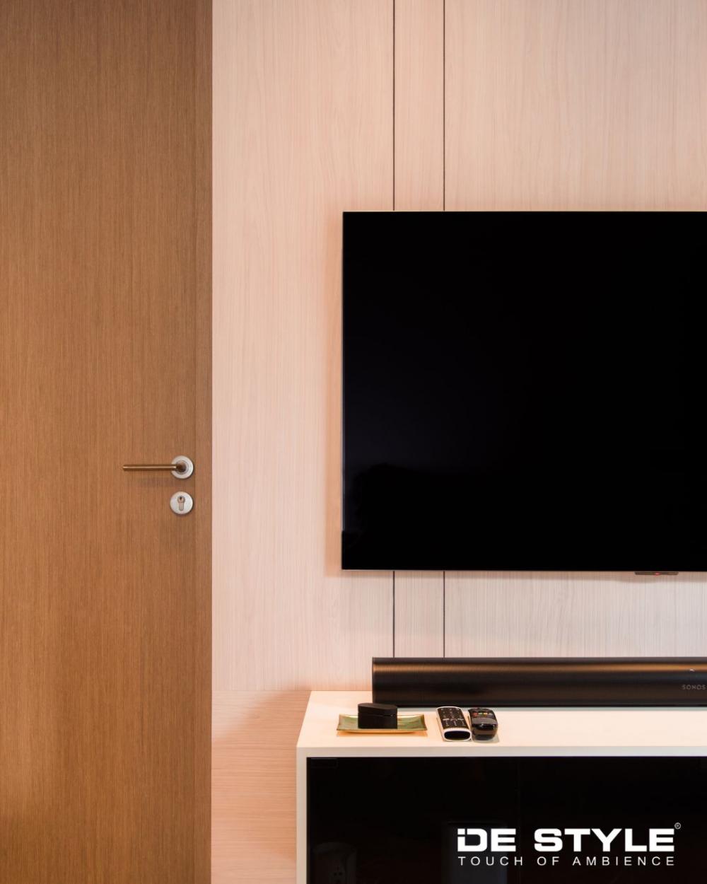Scandinavian Living Room with Feature Wall and TV