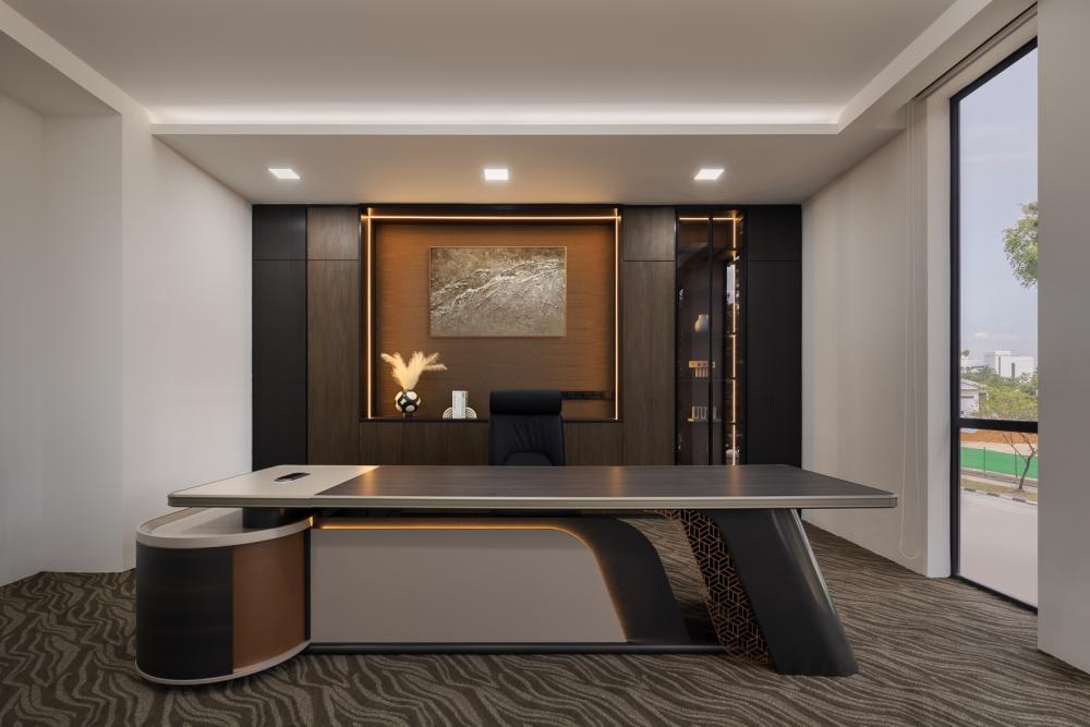 Modern Office with Desk and Desk Chairs