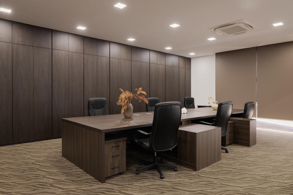 Modern Workstation with Desk and Desk Chairs