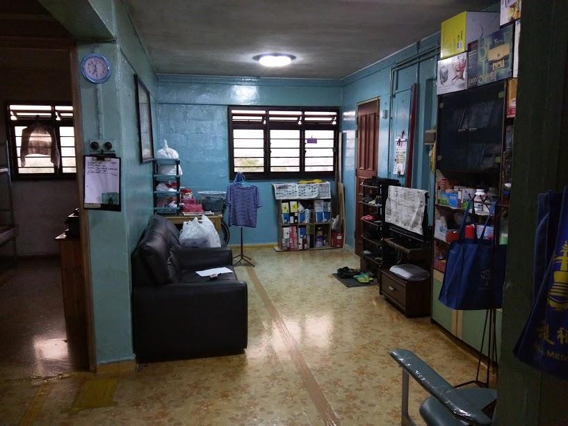 Asian Living Room with Homogeneous Tiles and Cement Floor