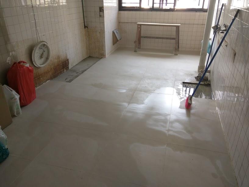 Asian Kitchen with Homogeneous Tiles and Open Kitchen