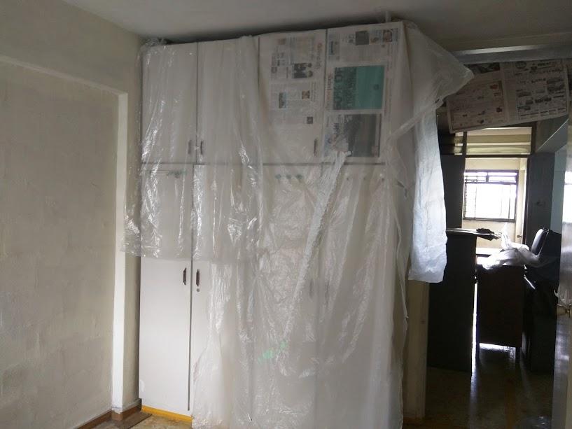 Asian Bedroom with Homogeneous Tiles and Bedroom Dresser