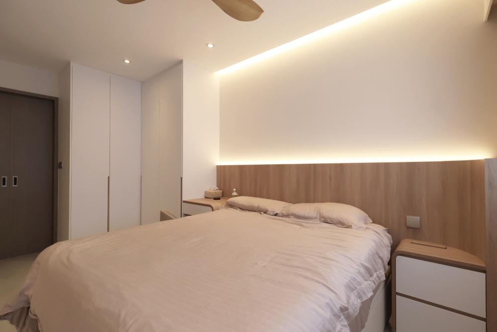 Contemporary Bedroom with Cove Lighting and Ceiling Light