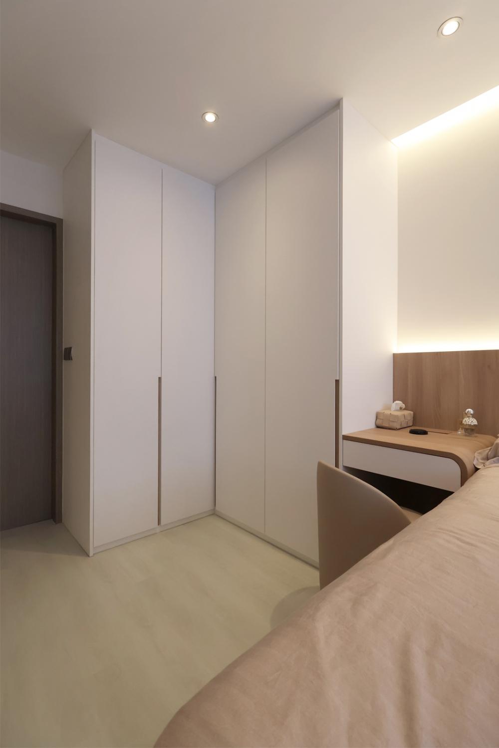 Contemporary Bedroom with Vinyl Flooring and Ceiling Light