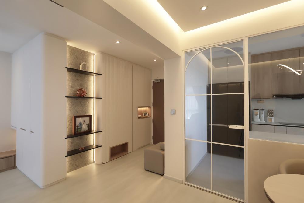 Contemporary Entryway with Seating Bench and Shoe Rack